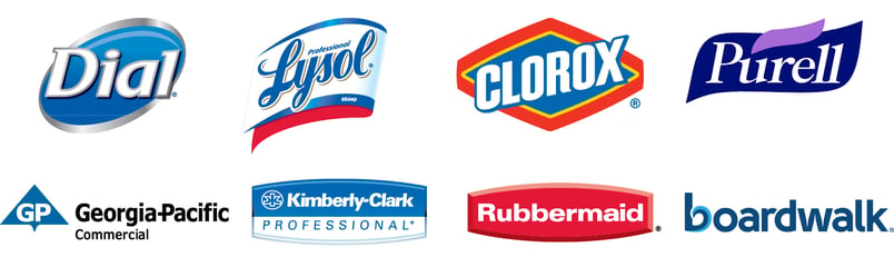 Dial Lysol Clorox Purell Georgia Pacific Kimberly-Clark Rubbermaid Boardwalk