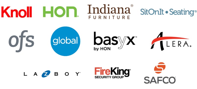 Knoll HON Indiana Furniture SitOnIt Seating OFS Brands Global Basyx Alera La-Z-Boy FireKing Security Safco and more